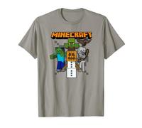 Minecraft Group Shot Halloween Enemies Attack Camiseta, Hombre, Pizarra, M