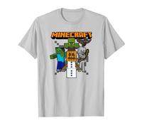 Minecraft Group Shot Halloween Enemies Attack Camiseta, Hombre, Plata, XL