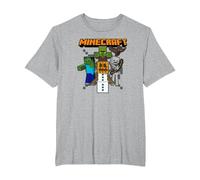 Minecraft Group Shot Halloween Enemies Attack Camiseta, Hombre Tallas Grandes, Gris Jaspeado, 3X Alto