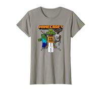 Minecraft Group Shot Halloween Enemies Attack Camiseta, Mujer, Pizarra, XL