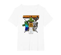 Minecraft Group Shot Halloween Enemies Attack Camiseta, Mujer Tallas Grandes, Blanco, 1XL Grande