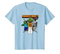 Minecraft Group Shot Halloween Enemies Attack Camiseta, Niños, Azul Bebé, 3 años