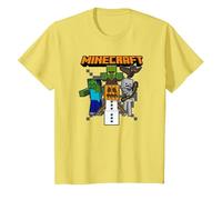 Minecraft Group Shot Halloween Enemies Attack Camiseta, Niños, Limón, 10 años