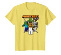 Minecraft Group Shot Halloween Enemies Attack Camiseta, Niños, Limón, 4 años