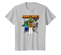 Minecraft Group Shot Halloween Enemies Attack Camiseta, Niños, Plata, 8 años