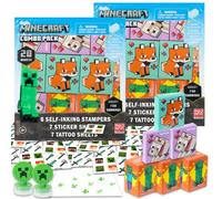 Minecraft Juego de intercambio de regalos navideños: paquete con 40 cajas de recuerdos de fiesta de Minecraft con calcomanías, tatuajes, sellos para el regreso a clases, Halloween, Navidad, Pascua