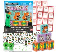 Minecraft Juego de intercambio de regalos para el aula del día de San Valentín, paquete con 20 cajas de recuerdos de fiesta con calcomanías, tatuajes, sellos para fiesta de aula más bolsas de regalo |