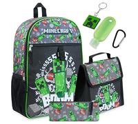Minecraft Juego de Mochila Escolar para niños con Bolsa de Almuerzo y Estuche para lápices, Multicolor, Talla única, Juego de Mochila Escolar