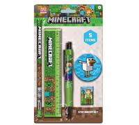 Minecraft - Juego de papelería esencial de 5 piezas, bolígrafo con licencia oficial