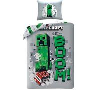 Minecraft - Juego de ropa de cama Creeper Boom - Funda nórdica reversible de 140 x 200 cm + una funda de almohada de 70 x 90 cm - 100% poliéster de excelente calidad - Multicolor