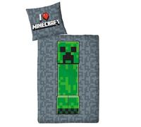 Minecraft - Juego de ropa de cama (franela, 135 x 200 cm, 1 funda de almohada de 80 x 80 cm, funda nórdica de 135 x 200 cm, 100% algodón, ropa de cama infantil