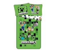 Minecraft Juego de ropa de cama infantil de 135 x 200 cm, reversible, funda de almohada de 70 x 90 cm y funda nórdica de 140 x 200 cm, microfibra estándar Ökotex
