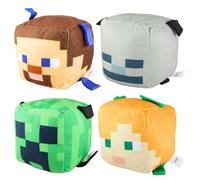 Minecraft Juguetes suaves para mascotas y perros con etiquetas de cuerda, 15 cm, juego de los 4 - Steve, Creeper, Skeleton y Alex