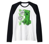Minecraft KA-Boom! Creeper and TNT Pixel Art Camiseta Manga Raglan