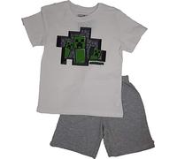 Minecraft Kids Creeper - Pijama infantil para hombre, color gris jaspeado/blanco villanos, merchandising, Gris jaspeado/blanco., 12 años