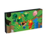 Minecraft Lienzo isométrico iluminado de 30 cm x 15 cm, con licencia oficial, arte de pared LED, buzón, lienzo enmarcado para dormitorio, sala de estar, regalo de decoración del hogar