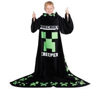Minecraft Manta Cama Niños - Talla Única, Manta con Mangas para Niños, Regalos para Niños, Navidad, Cumpleaños (Negro)