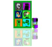 Minecraft - Manta de forro polar suave, ligera, diseño oficial de Steve Alex Creeper