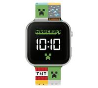 Minecraft MIN4272 - Reloj Digital LED con Correa de Silicona Multicolor para niños, Multicolor, Correa.