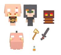 Minecraft Mob Head Minis Batalla de fuego en el Nether Pack figuras de acción pequeñas, juguete +6 años (Mattel HKR59)