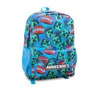 Minecraft Mochila Creeper Kids | Bolsa de transporte azul con cremallera para la escuela | Diseño unisex para el regreso a clases | Mercancía duradera y espaciosa, azul, Taille unique