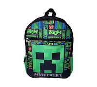 Minecraft Mochila de 16 pulgadas con 1 bolsillo frontal (BOOM), azul, grande, Azul, L, Casual