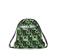 MINECRAFT - Mochila escolar con cordón, bolsa deportiva unisex para niños y adolescentes con tirantes y cierre anti-Soffocamento con bolsillo con cierre de cremallera, verde, 35 x 42 cm, Verde, Talla única, Casual