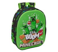 MINECRAFT - Mochila Escolar, con Diseño 3D, Ideal para Niños de Diferentes Edades, Cómoda y Versátil, Calidad y Resistencia, 27x10x33 cm