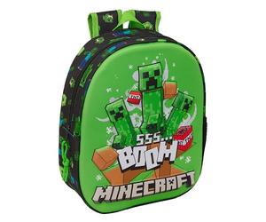MINECRAFT - Mochila Escolar, con Diseño 3D, Ideal para Niños de Diferentes Edades, Cómoda y Versátil, Calidad y Resistencia, 27x10x33 cm