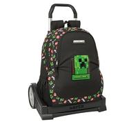 MINECRAFT - Mochila Escolar, Espalda Ergonómica, con Carro Safta Evolution, Ideal para Niños de Diferentes Edades, Cómoda y Versátil, Calidad y Resistencia, 32x16x44 cm