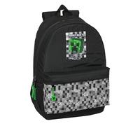 MINECRAFT - Mochila Escolar Infantil, Ideal para Niños de Diferentes Edades, Cómoda y Versátil, Calidad y Resistencia, 30x14x46 cm, Color Negro/Gris/Verde
