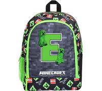 Minecraft Mochila escolar personalizada para niños, tamaño A4, 2 compartimentos, bolsa de viaje con bolsillos de malla y correas acolchadas ajustables para los hombros, Negro