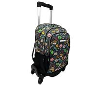 Minecraft Mochila Escolar Pixel 25 Doble Compartimento Adaptable + CARRO NEGRO TOYBAGS CON PROTECCION LATERAL Y STOPER FRONTAL ANTI CAIDA 4 ruedas giratorias - 44 X 30 X 20 CM