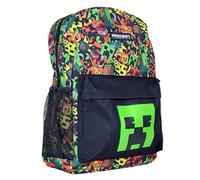 Minecraft Mochila infantil con licencia oficial - Mochila escolar con diseño Creeper - Ligera y resistente - Con bolsillo frontal y laterales de malla - Ideal para la escuela y el tiempo libre