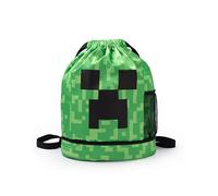 Minecraft Mochila infantil Creeper verde y negra | Cierre con cordón | Diseño de cara pixelada | Bolsillo lateral de malla | Mochila escolar para la vuelta al cole