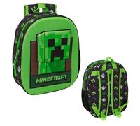 MINECRAFT - Mochila Escolar, con Diseño 3D, Ideal para Niños de Diferentes Edades, Cómoda y Versátil, Calidad y Resistencia, 27x10x33 cm