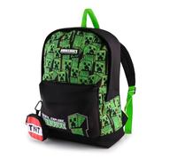 Minecraft Mochila para niños con soporte para monedas adjunto, mochila escolar para niños con diseño de enredadera, bolsillo frontal y soporte lateral de malla, mochila para la escuela y viajes