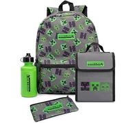 Minecraft Mochila para niños | Creeper Zombie Enderman Merchandise Villains, Mochila Escolar, Estuche para lápices, Bolsa para Botella de Agua