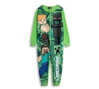 Minecraft Mono Verde con Cremallera Creeper para niño | Pijama de Microfibra de Manga Larga con Estampado de Steve y Enderman | Pijama Infantil Gamer | Ideal para Dormir y Relajarse