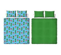 Minecraft Official Double Duvet Cover Set, Warmer Design | Reversible 2 Sided Fleece Bedding Cover Official Merchandise Including Matching Pillow Cases