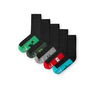 Minecraft Pack de 5 Calcetines para Niños | Calcetines de Media Pierna con Creeper, Espada de Diamante y Estampado de TNT en Negro para la Vuelta al Cole | Pack de 5 Calcetines para Gamers