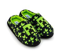 Minecraft Pantuflas para niños, acogedoras zapatillas de interior con diseño de enredadera, pantuflas antideslizantes para niños, mercancía para juegos, Black, 31/32 EU