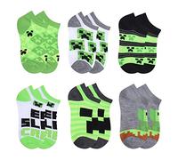 Minecraft Paquete múltiple de calcetines para niños, Verde medio (paquete de 6), 6-8