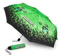 MINECRAFT Paraguas Niño, Paraguas Infantil Niño Niña Gamer Plegables Transparentee (Verde/Negro), MNCT