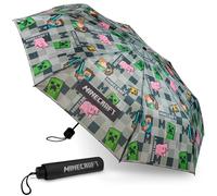 Minecraft Paraguas Plegable Niños, Ligero y Telescópico - Accesorios de Viaje (Gris/Multi)