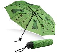 Minecraft Paraguas Plegable Niños, Ligero y Telescópico - Accesorios de Viaje (Verde)
