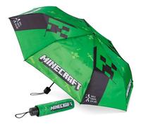 Minecraft Paraguas Plegable Niños, Ligero y Telescópico - Accesorios de Viaje (Verde/Negro)