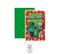 Minecraft Party 6 tarjetas de invitación y sobres