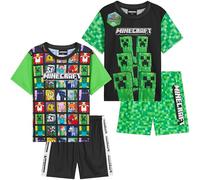 Minecraft Pijama Niño 6-14 Años, Pack de 1 o 2 Conjunto de Pijama Corto, Creeper Ropa de Dormir Manga Corta, Regalos Niños (11-12 Años, Verde, 2 Paquete)