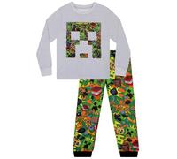 Minecraft Pijama Niño, Pijamas De Niños Creeper, Pijama Niños con Motivo Gaming Manga Larga, Multicolor 7-8 Años
